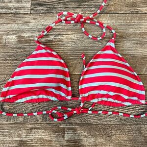 Red and White Striped Bikini Top